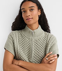 Cable Half Zip Wedge Sweater carousel Product Image 1