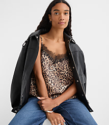 Leopard Print Lace Trim Satin Cami carousel Product Image 1