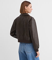 Distressed Faux Leather Bomber Jacket carousel Product Image 3
