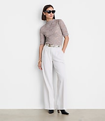 Petite LOFT Versa Lace Elbow Sleeve Turtleneck Top carousel Product Image 1
