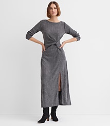 Petite Ribbed Side Twist Midi Dress carousel Product Image 1