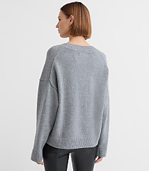 Petite Heathered Slouchy V-Neck Sweater carousel Product Image 3