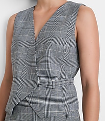 Petite LOFT Versa Plaid Seasonless Stretch Wrap Vest carousel Product Image 4