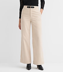 Faux Leather Buckle Wide Leg Corduroy Pants carousel Product Image 2