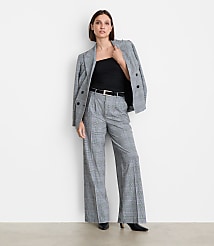 LOFT Versa Seasonless Stretch Double Pleat Wide Leg Pants in Plaid carousel Product Image 1