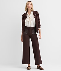 Faux Leather Pocket Palmer Wide Leg Pants in Ponte carousel Product Image 1