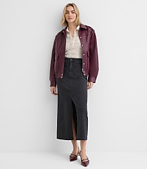 Denim Patch Pocket Maxi Skirt in Washed Black carousel Product Image 2