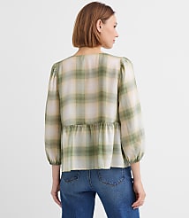 Plaid Bow Peplum Top carousel Product Image 4