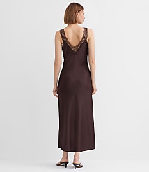 Lace Trim Satin Midi Slip Dress carousel Product Image 3