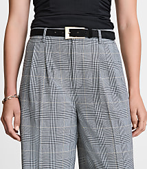 Curvy LOFT Versa Seasonless Stretch Double Pleat Wide Leg Pants in Plaid carousel Product Image 3