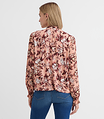 Petite Floral Pintucked Ruffle Mixed Media Blouse carousel Product Image 3