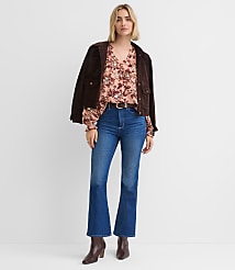 Petite Floral Pintucked Ruffle Mixed Media Blouse carousel Product Image 2