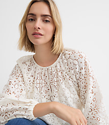 Petite Lace Split Neck Blouse carousel Product Image 2
