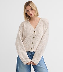 Petite Marled Saddle Sleeve V-Neck Cardigan carousel Product Image 3
