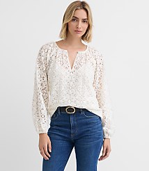 Lace Split Neck Blouse carousel Product Image 3