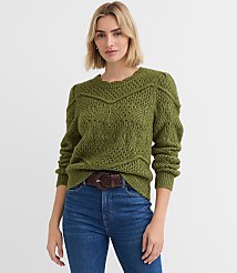 Scalloped Pointelle Puff Sleeve Sweater carousel Product Image 3