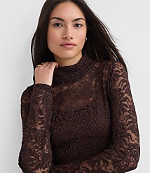 Lace Long Sleeve Turtleneck Top carousel Product Image 1