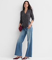 Petite Heathered Button Side Ruched Top carousel Product Image 3
