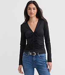 Petite Bow Tie Ruched Top carousel Product Image 1