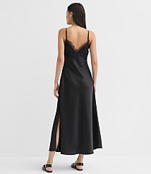 Petite Lace Trim Satin Midi Slip Dress carousel Product Image 3