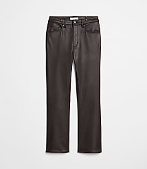 Coated High Rise Kick Crop Jeans in Brown carousel Product Image 2