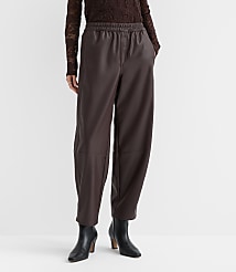 Pull On Barrel Pants in Faux Leather carousel Product Image 2