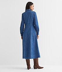 Chambray Seamed Midi Pocket Shirtdress carousel Product Image 2