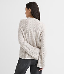 Heathered Wide Sleeve Cable Sweater carousel Product Image 3