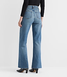 Petite Frayed High Rise Wide Leg Jeans carousel Product Image 3