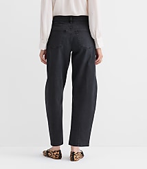 Petite High Rise Barrel Jeans in Washed Black carousel Product Image 3