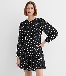 Petite Dotted Godet Mini Dress carousel Product Image 1