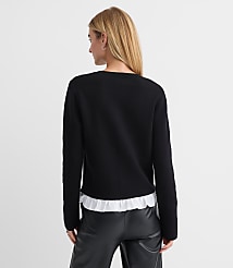 Petite Poplin Ruffle Sweater Jacket carousel Product Image 3