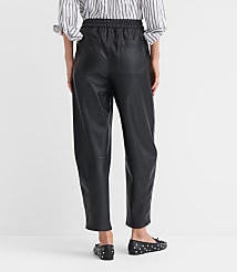Petite Pull On Barrel Pants in Faux Leather carousel Product Image 2