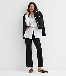 Petite Pintucked Kick Crop Pants in Ponte carousel Product Image 1