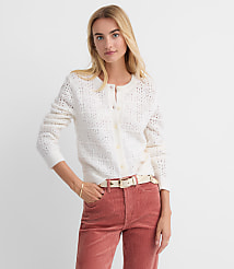 Petite Windowpane Pointelle Cardigan carousel Product Image 1