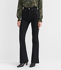 High Rise Slim Flare Jeans in Jet Black Wash carousel Product Image 3