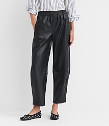Pull On Barrel Pants in Faux Leather carousel Product Image 2
