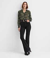 High Rise Slim Flare Jeans in Jet Black Wash carousel Product Image 1