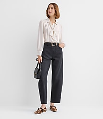 High Rise Barrel Jeans in Washed Black carousel Product Image 1