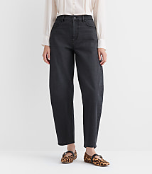 High Rise Barrel Jeans in Washed Black carousel Product Image 2