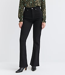 Curvy High Rise Slim Flare Jeans in Jet Black Wash carousel Product Image 1