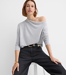 Heathered Ribtrim Jersey Off The Shoulder Top carousel Product Image 1