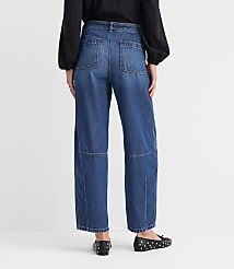 Curvy High Rise Barrel Jeans in Dark Wash carousel Product Image 2