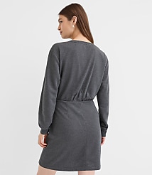Petite Terry Side Pleated Mini Dress carousel Product Image 3