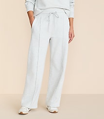 Lou & Grey Heathered Elite Fleece Pintucked Straight Leg Pants carousel Product Image 2