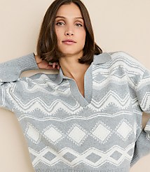 Lou & Grey Geo Polo Sweater carousel Product Image 1