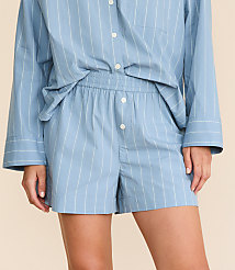 Striped Poplin Pajama Shorts carousel Product Image 3