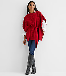 Bobble Cable Belted Poncho Sweater carousel Product Image 1