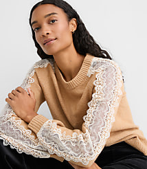 Petite Lace Sleeve Sweater carousel Product Image 1