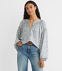 Petite Garden Smocked Ruffle V-Neck Blouse carousel Product Image 2